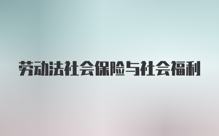 劳动法社会保险与社会福利