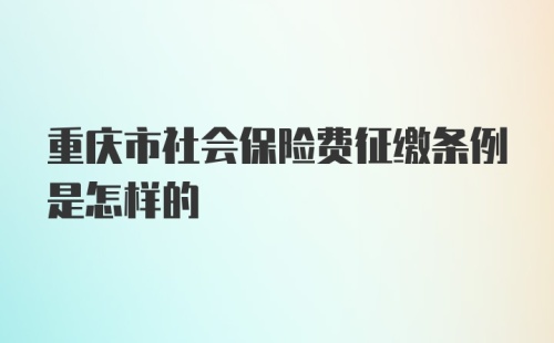 重庆市社会保险费征缴条例是怎样的