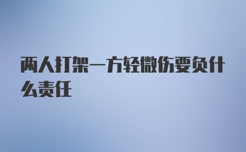 两人打架一方轻微伤要负什么责任