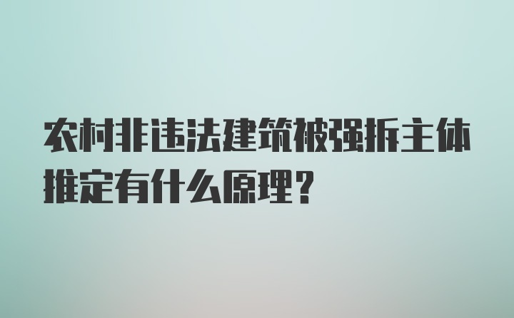 农村非违法建筑被强拆主体推定有什么原理?