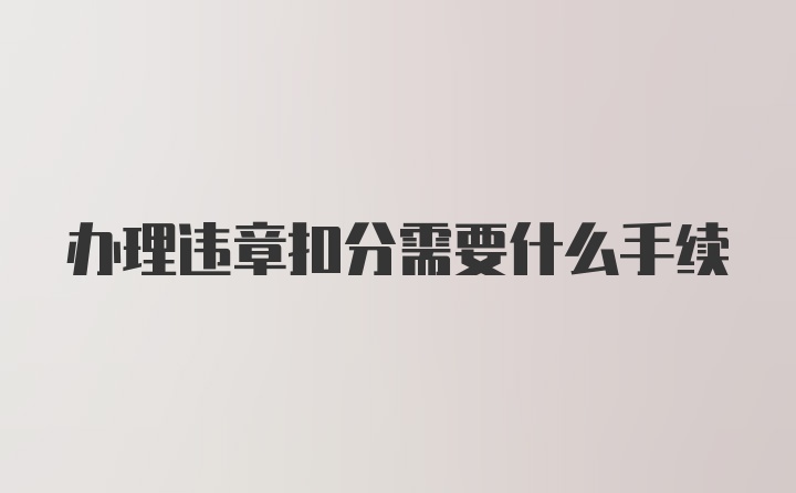 办理违章扣分需要什么手续