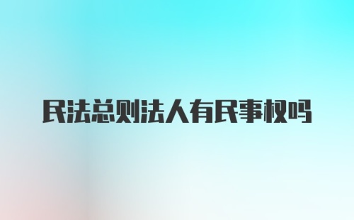 民法总则法人有民事权吗