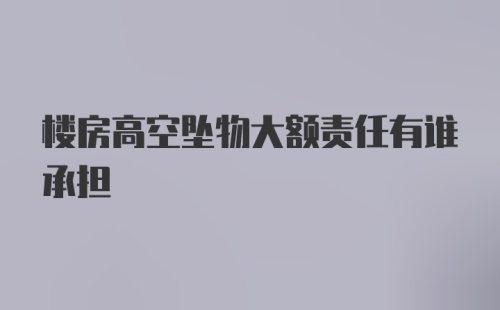 楼房高空坠物大额责任有谁承担