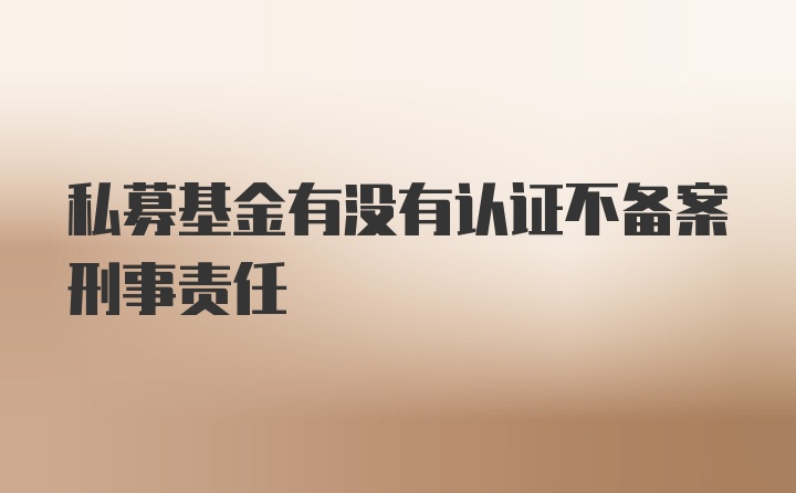 私募基金有没有认证不备案刑事责任