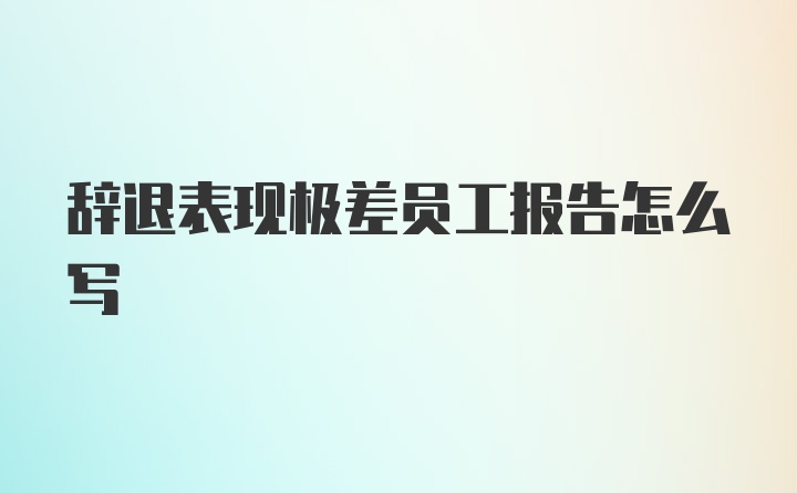 辞退表现极差员工报告怎么写