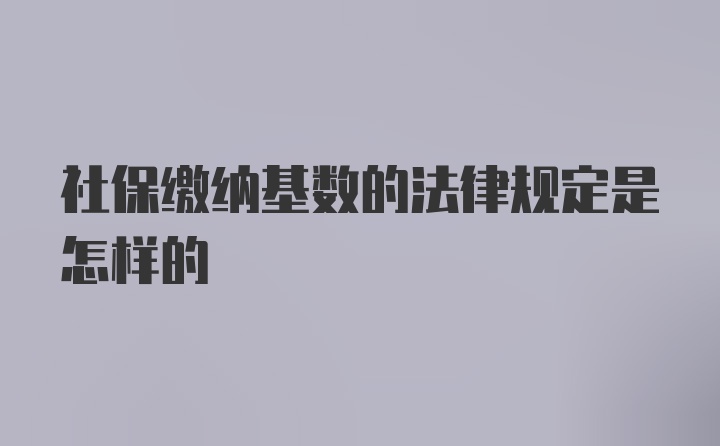 社保缴纳基数的法律规定是怎样的