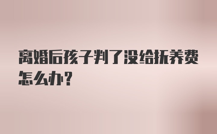 离婚后孩子判了没给抚养费怎么办？