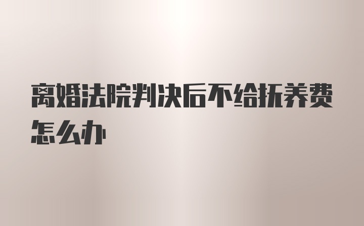 离婚法院判决后不给抚养费怎么办