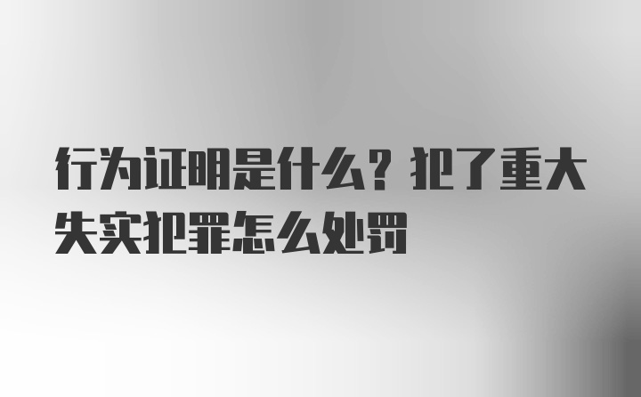 行为证明是什么？犯了重大失实犯罪怎么处罚