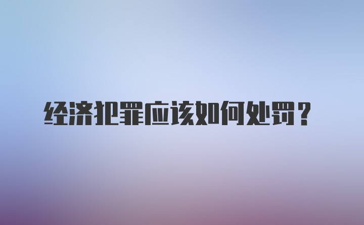 经济犯罪应该如何处罚？