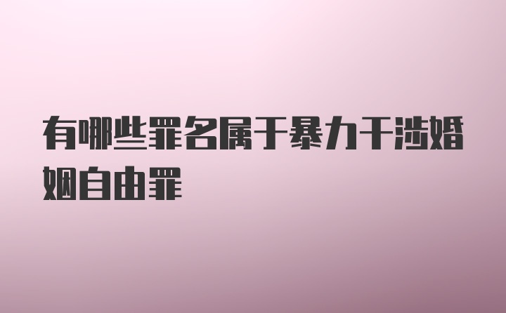 有哪些罪名属于暴力干涉婚姻自由罪