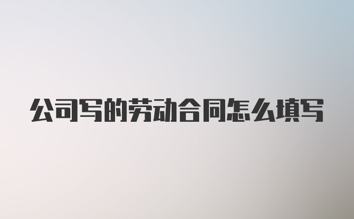 公司写的劳动合同怎么填写