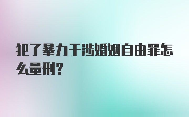 犯了暴力干涉婚姻自由罪怎么量刑？