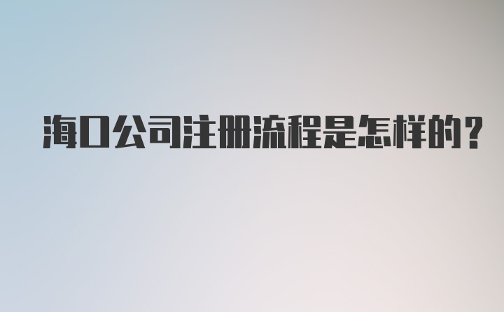 海口公司注册流程是怎样的？