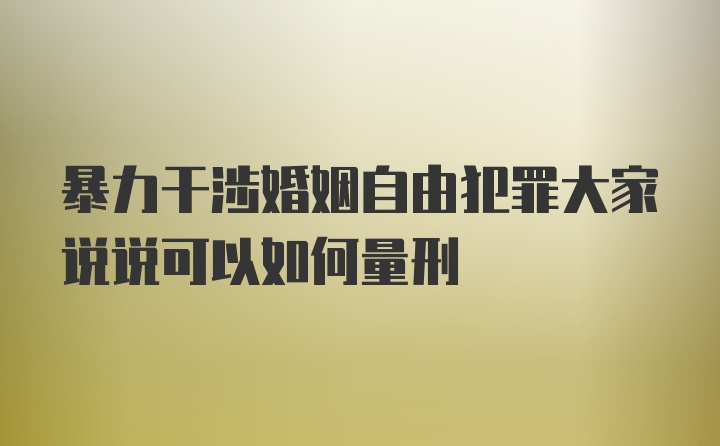 暴力干涉婚姻自由犯罪大家说说可以如何量刑