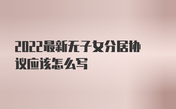 2022最新无子女分居协议应该怎么写