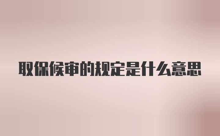 取保候审的规定是什么意思