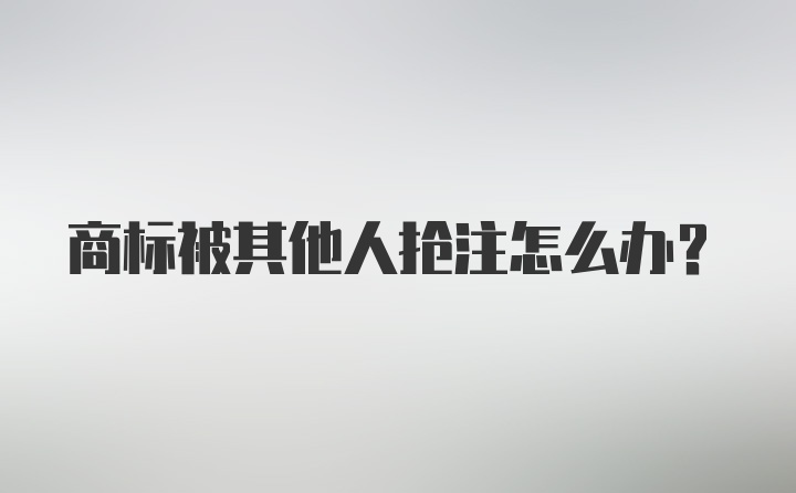 商标被其他人抢注怎么办？