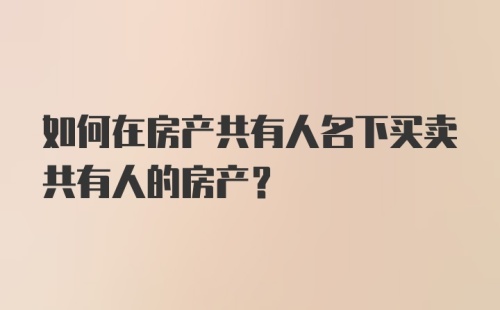 如何在房产共有人名下买卖共有人的房产？