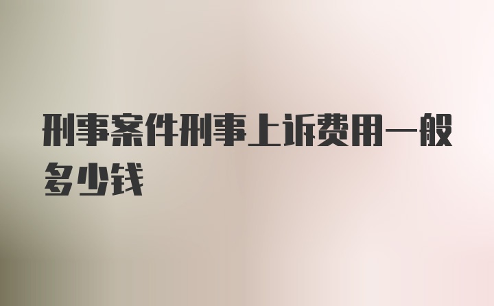 刑事案件刑事上诉费用一般多少钱