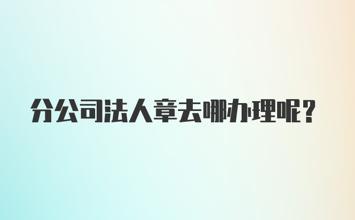 分公司法人章去哪办理呢？