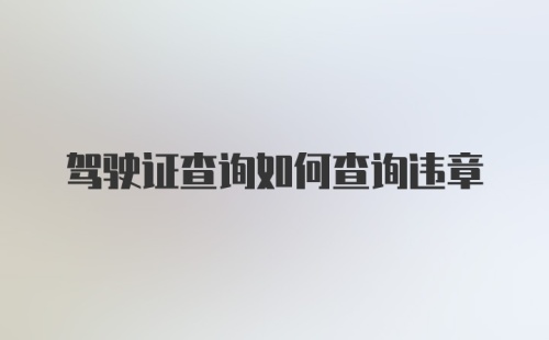 驾驶证查询如何查询违章