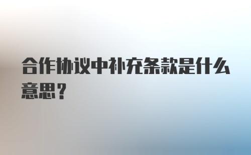 合作协议中补充条款是什么意思？