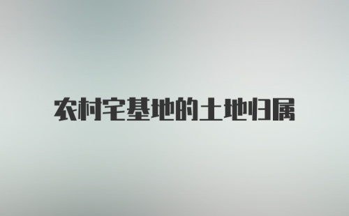 农村宅基地的土地归属