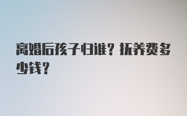 离婚后孩子归谁？抚养费多少钱？