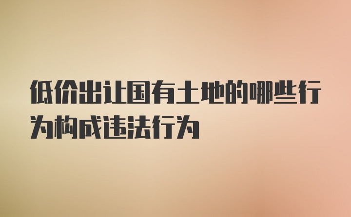 低价出让国有土地的哪些行为构成违法行为