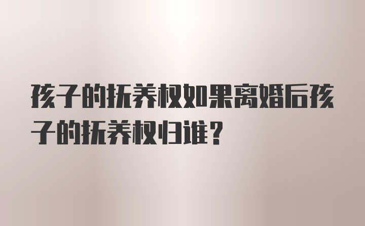 孩子的抚养权如果离婚后孩子的抚养权归谁？