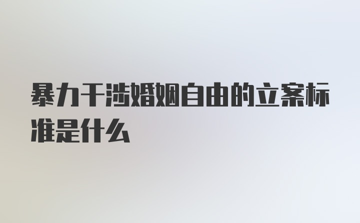 暴力干涉婚姻自由的立案标准是什么