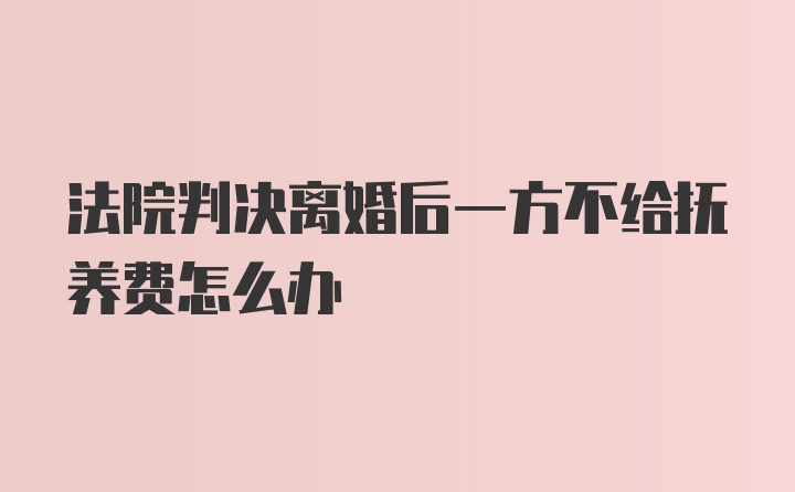 法院判决离婚后一方不给抚养费怎么办