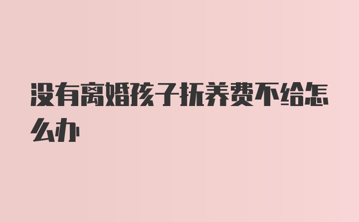 没有离婚孩子抚养费不给怎么办