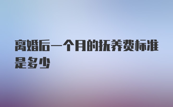 离婚后一个月的抚养费标准是多少