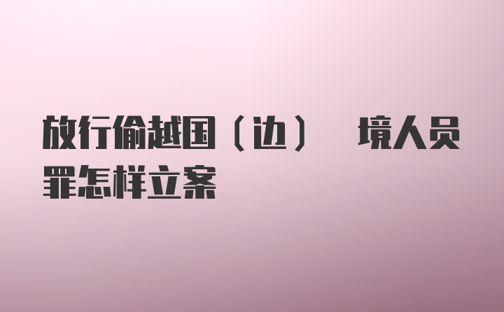 放行偷越国(边) 境人员罪怎样立案