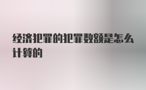 经济犯罪的犯罪数额是怎么计算的