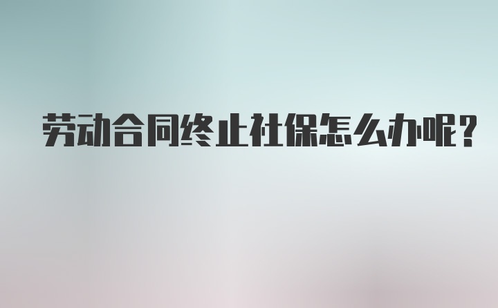 劳动合同终止社保怎么办呢？