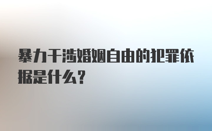 暴力干涉婚姻自由的犯罪依据是什么？