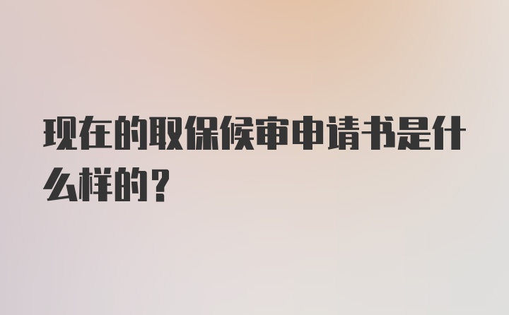 现在的取保候审申请书是什么样的？