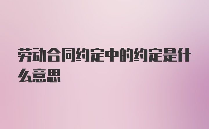 劳动合同约定中的约定是什么意思