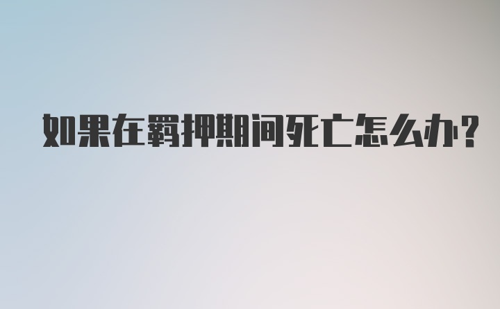 如果在羁押期间死亡怎么办？