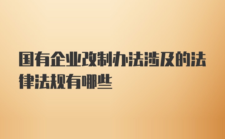 国有企业改制办法涉及的法律法规有哪些