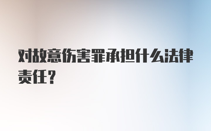 对故意伤害罪承担什么法律责任?