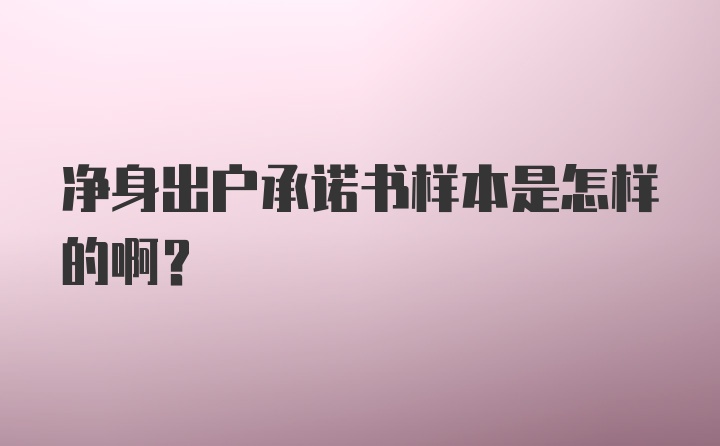 净身出户承诺书样本是怎样的啊？