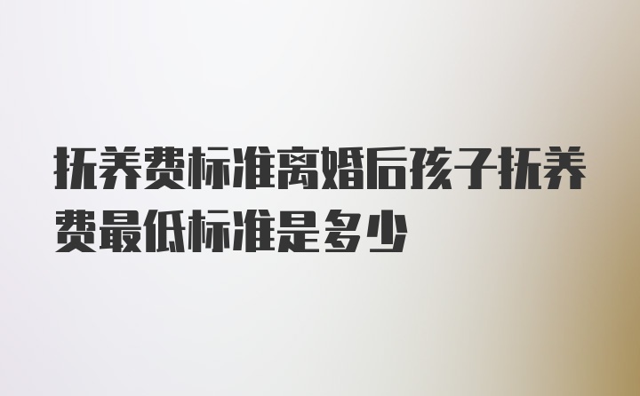 抚养费标准离婚后孩子抚养费最低标准是多少