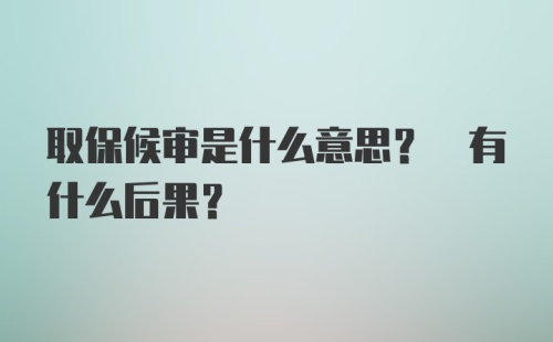 取保候审是什么意思? 有什么后果？