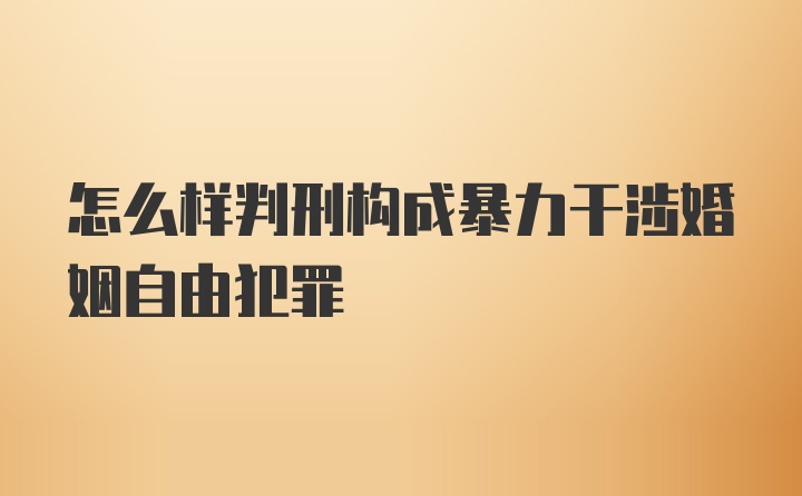 怎么样判刑构成暴力干涉婚姻自由犯罪