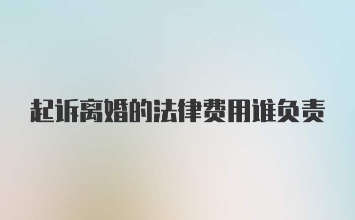 起诉离婚的法律费用谁负责