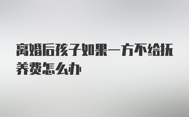 离婚后孩子如果一方不给抚养费怎么办